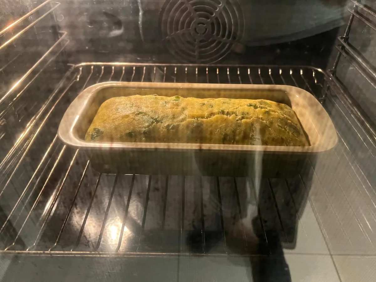 Nettle bread in the oven — golden crust