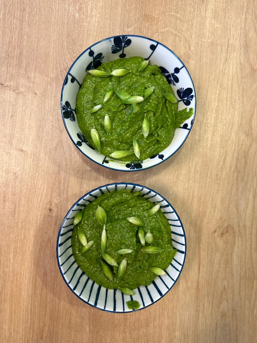 Finished wild garlic pesto in bowls